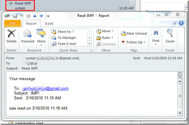 get a read receipt in outlook for mac 2011